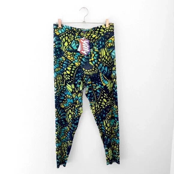 NEW Yitty Mesh Me Smoothing High Waist Legging Green Yellow Blue Butterfly Print - Picture 7 of 10